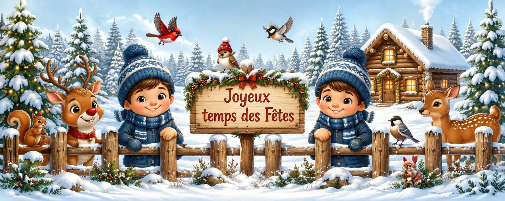 Barre séparateur joyeux temps des fêtes avec jumeaux