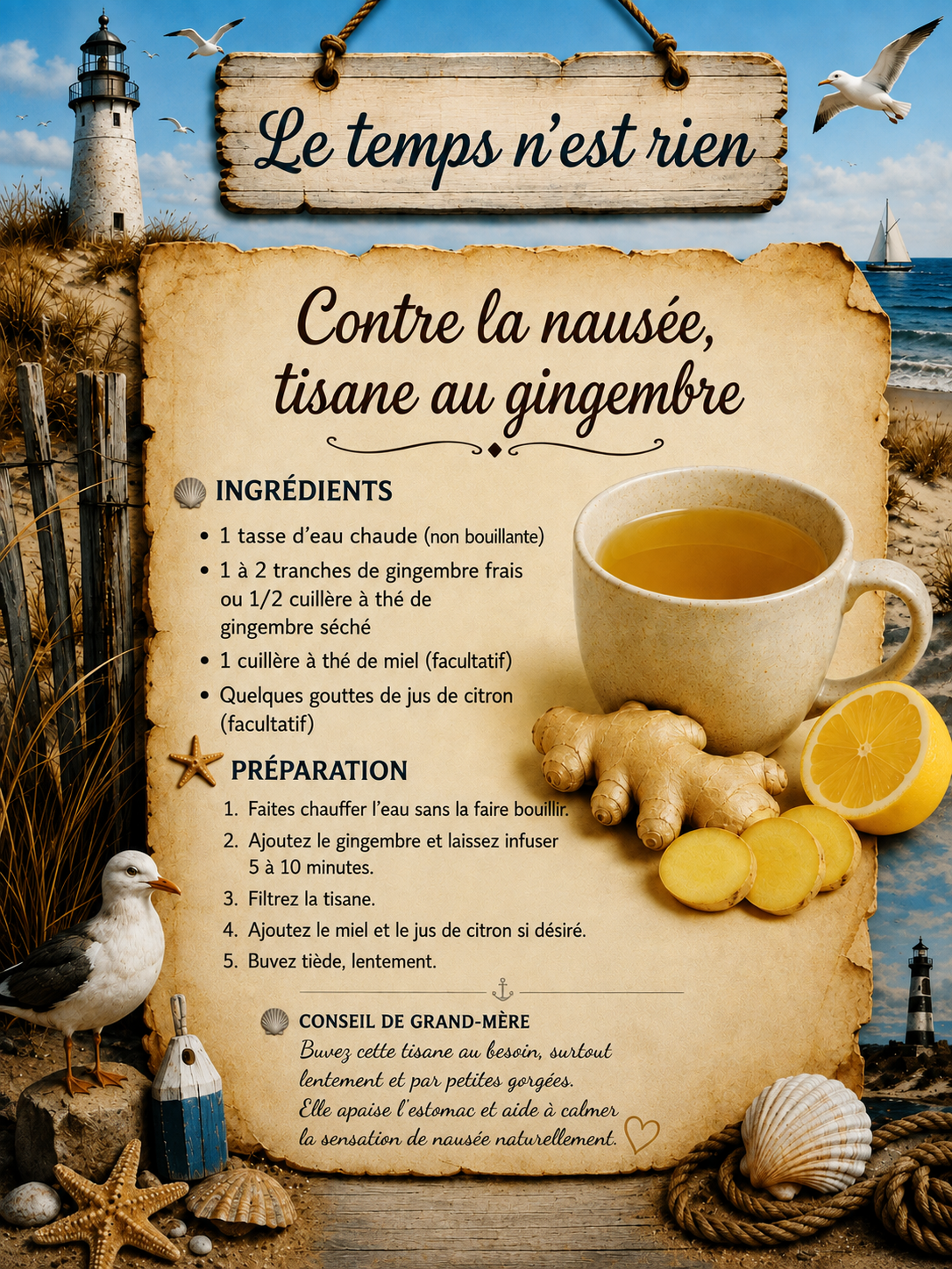 Contre la nausee tisage au gingembre