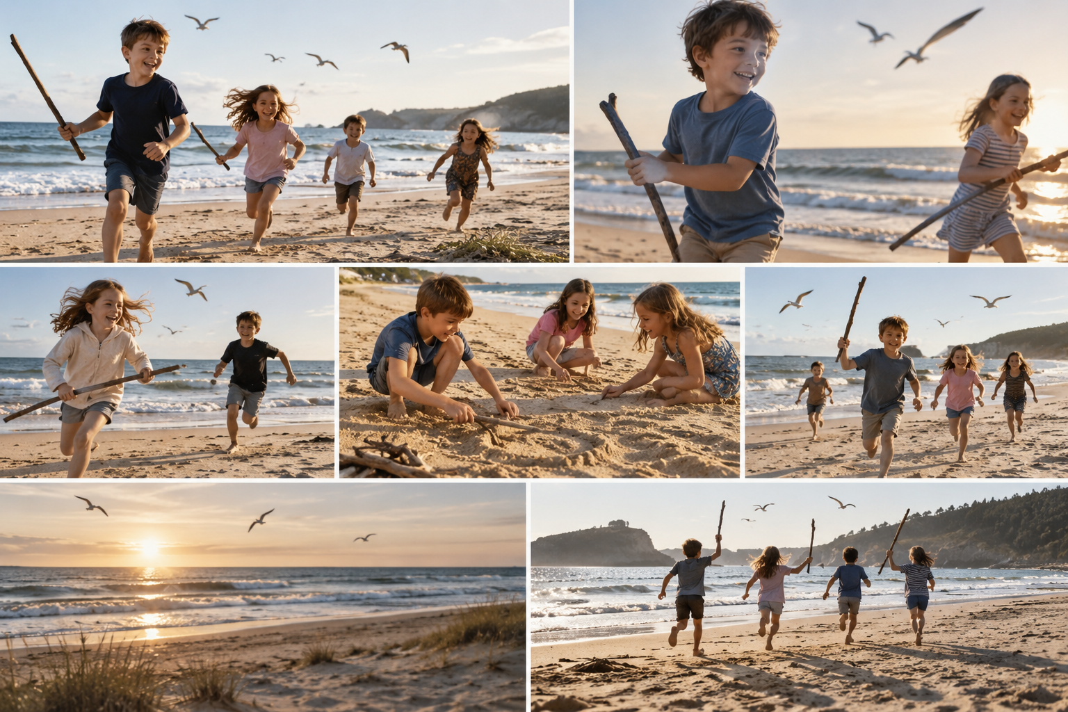 Enfants qui jouent sur la plage