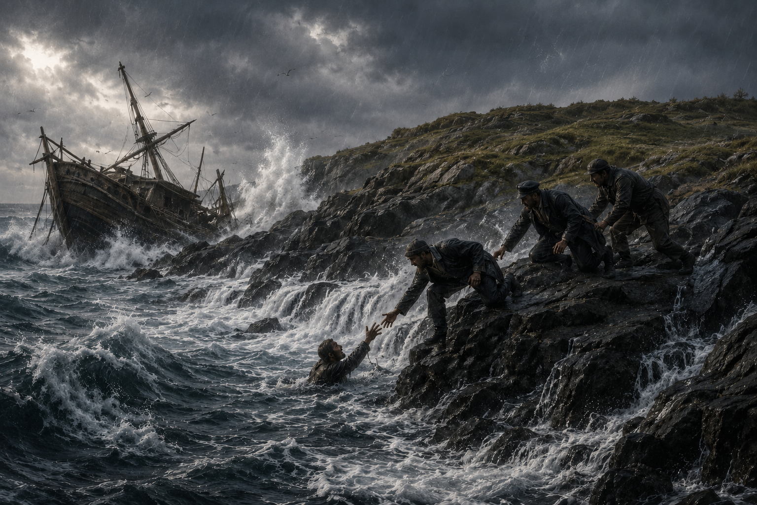 Epave de bateau echoue sur l ile aux oeufs cote nord