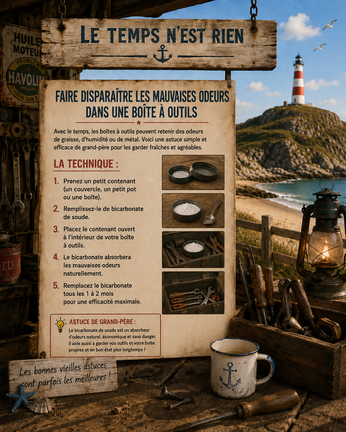 Faire disparaitre les mauvaise odeurs dans un coffre a outils