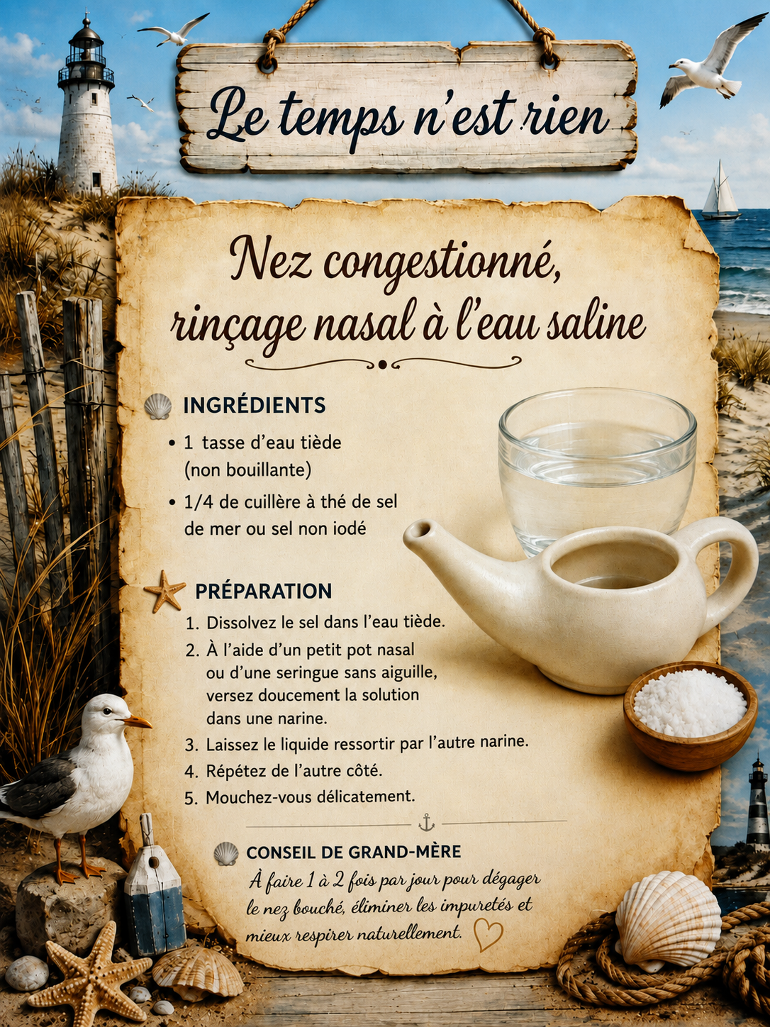 Nez congestionne rincage nasale a l eau saline