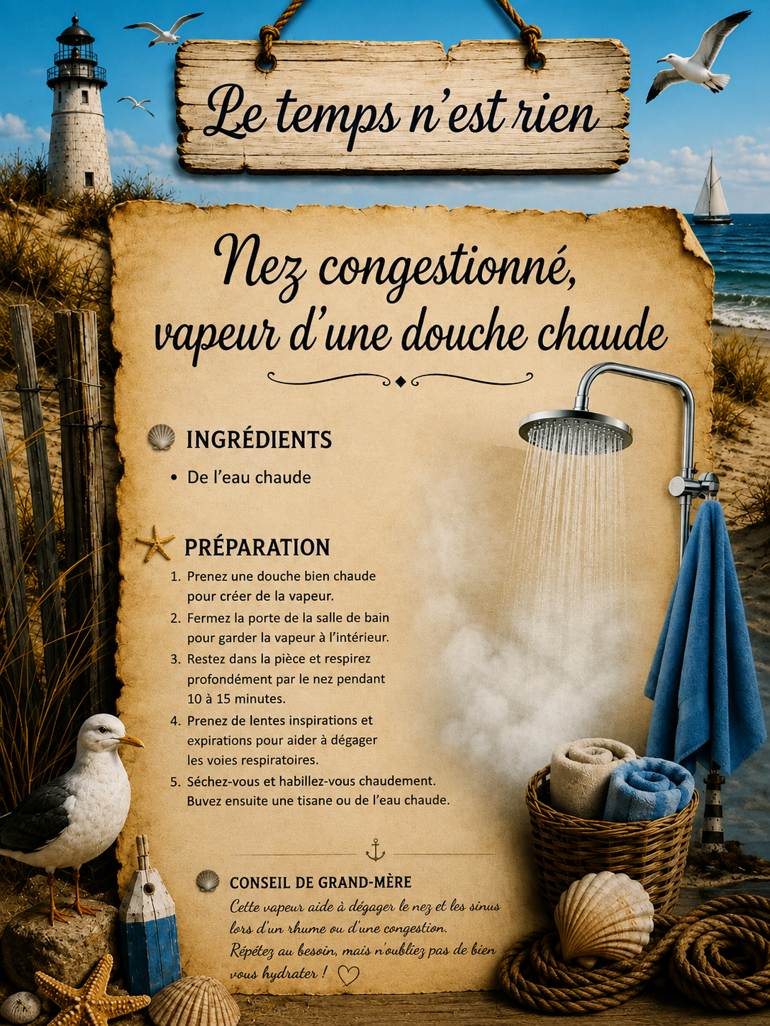Nez congestionne vapeur d une douche chaude