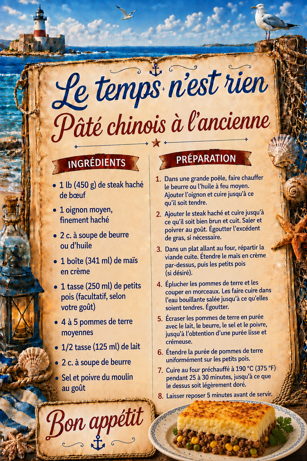 Recette pate chinois a l ancienne