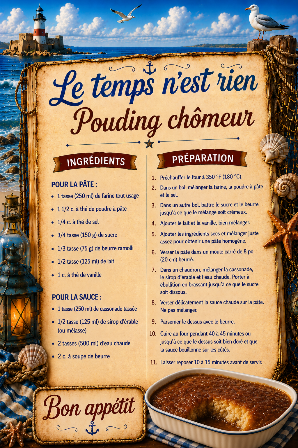 Recette pouding chomeur
