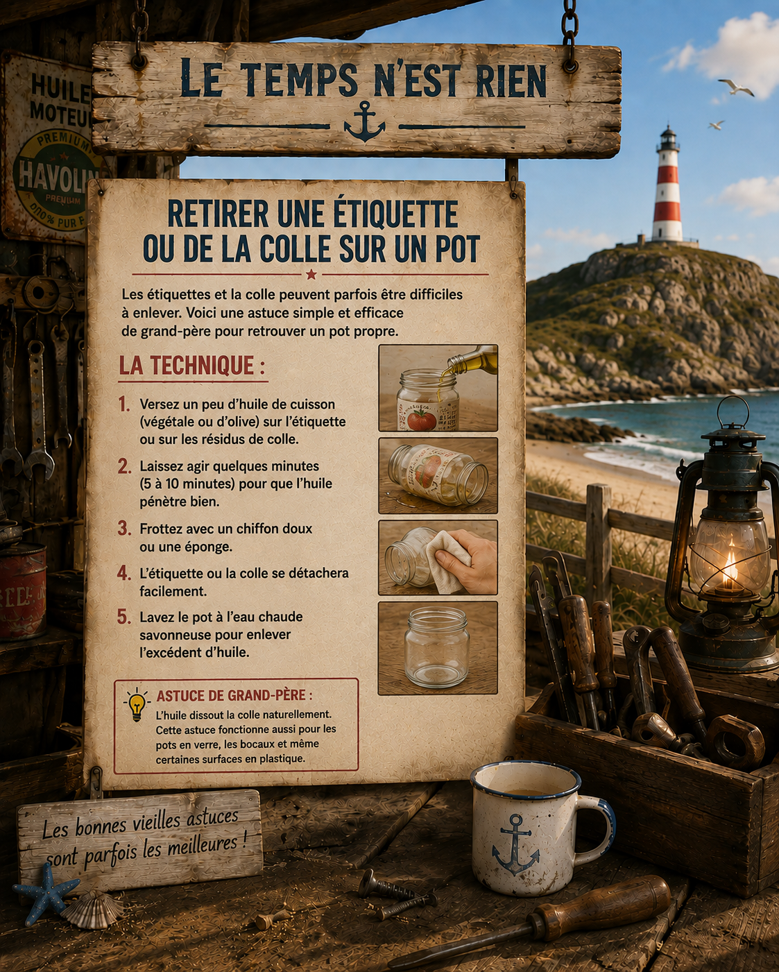 Retirer une etiquette ou de la colle sur un pot